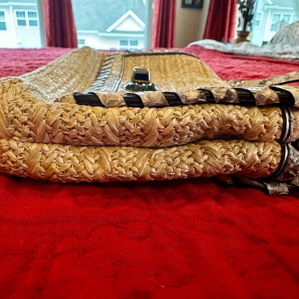 Coach Hamptons Python Straw Wristlet - image 7